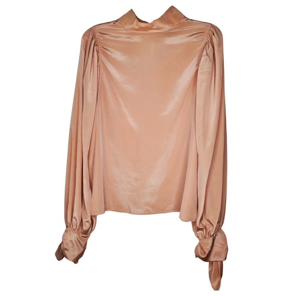 SHEIN Satin Tie Sleeve Blouse
